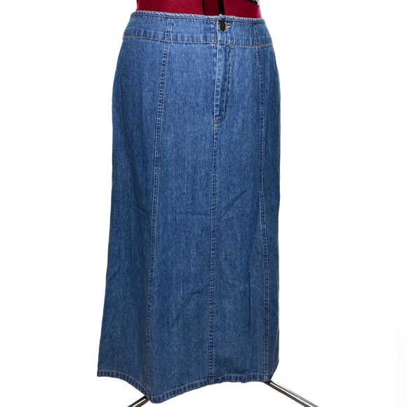 Kim Rogers Vintage Petite Denim Long Maxi Denim Jean Skirt Size 14P - Picture 2 of 8